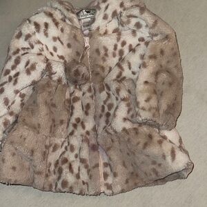 Wilda Kids Size 24M Spotted Faux Fur Jacket - Pink and Brown